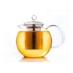 Creano Glas-Teekanne 1,3L, hitzebeständiges Borosilikatglas, Glasdecke