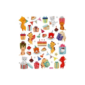 Creativ Company Sticker Katze/Geburstag, Blatt 15 x 16.5 cm, Glitzer Creativ Company Sticker Katze/Geburstag, Blatt 15 x 16.5 cm, Glitzer