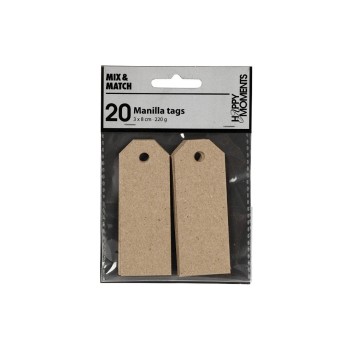 Creativ Company Étiquette pour cadeau Manila Tags, 3 x 8 cm, 20 pièces, marron clair