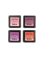 Creativ Company Stempelkissen Ink Pad, 4 Stück, 3.5 x 3.5 cm, auch for Textilien