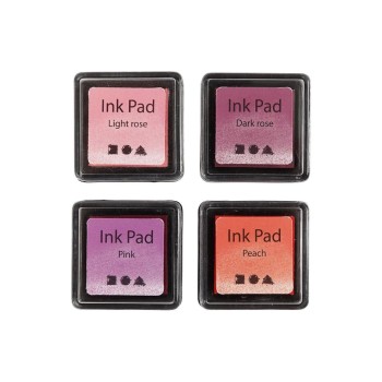 Creativ Company Stempelkissen Ink Pad, 4 Stück, 3.5 x 3.5 cm, auch für Textilien