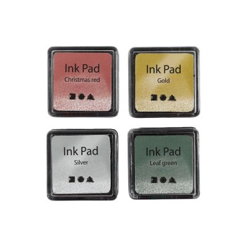 Creativ Company Stempelkissen Ink Pad, 4 Stück, 3.5 x 3.5 cm, auch für Textilien