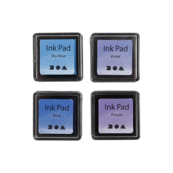Creativ Company Stempelkissen Ink Pad, 4 Stück, 3.5 x 3.5 cm, auch für Textilien