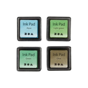 Creativ Company Stempelkissen Ink Pad, 4 Stück, 3.5 x 3.5 cm, auch für Textilien