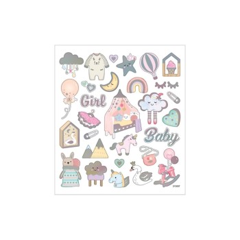 Creativ Company Sticker Baby Girl, ca 35 Sticker, Blatt 15 x 16.5 cm Creativ Company Sticker Baby Girl, ca 35 Sticker, Blatt 15 x 16.5 cm