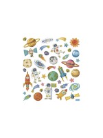 Creativ Company Sticker Weltraum, ca 35 Sticker, Blatt 15 x 16.5 cm