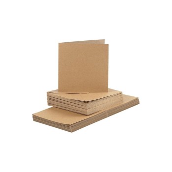 Creativ Company Karten 220 g/m2 und Couvert, natur, 50 Stück, 15 x 15 cm