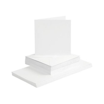 Creativ Company Karten 220 g/m2 und Couvert, weiss, 50 Stück, 15 x 15 cm