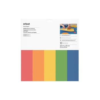 Cricut Papier autocollant Smart 33 x 33 cm, 10 feuilles, Multicolore