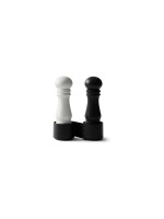 Crushgrind Moulin à épices Lot de 2 avec support, 14 cm, Noir/Blanc