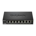 D-Link DGS-108/E: 8Port Switch, 1Gbps Eco, Metalgehäuse, ext. NT, Ventilateurlos