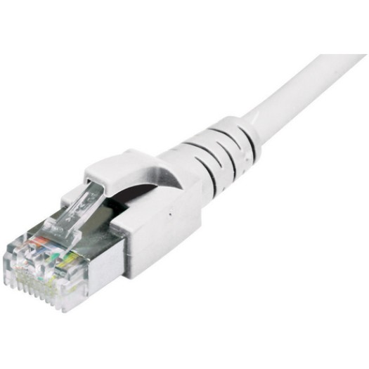 Dätwyler Câble patch: S/FTP, 0.5m, blanc, Cat.6A, AWG22, 10Gbps, 600MHz