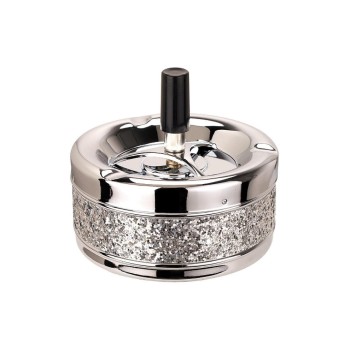 Dameco Schleuder-Aschenbecher silver, D: 11cm, Material: Metall verchromt Dameco Schleuder-Aschenbecher silver, D: 11cm, Material: Metall verchromt