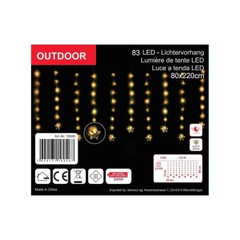 Dameco LED Lichtervorhang 11 Stränge, 83 LED warmweiss, H: 80cm, B: 220cm