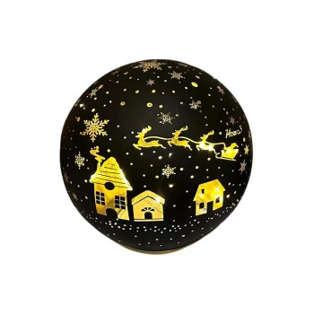 Dameco LED Glas Kugel D:12cm black , 10 LED ww, with Timer 6/18h, exkl. 3xAA Dameco LED Glas Kugel D:12cm black , 10 LED ww, with Timer 6/18h, exkl. 3xAA