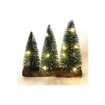 Dameco Décoration de table Sapin à LED, 10 LED, 22 cm, 3 pièces