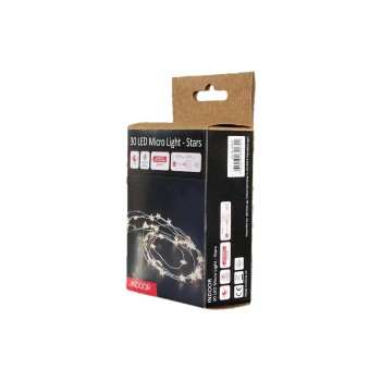 Dameco LED Micro Lichterkette Sternen 70cm, 30 LED ww, with Timer 6/18h, exkl. 3xAA