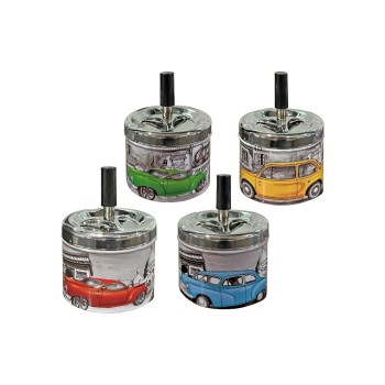 Dameco Aschenbecher, Schleuderdeckel, Retro Car, assortiert,Metall, 9x11 cm (DxH) Dameco Aschenbecher, Schleuderdeckel, Retro Car, assortiert,Metall, 9x11 cm (DxH)