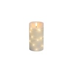 Dameco LED Wachskerze creme 8x15cm, LED ww, with Timer 5/19h, exkl. 2x AA