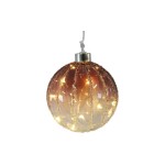 Dameco LED Glas Kugel Ornament 10cm, LED ww, inkl. Timer 6/18h, exkl. 2x AAA