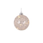 Dameco LED Glas Kugel Ornament 10cm, LED ww, with Timer 6/18h, exkl. 2x AAA