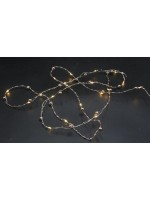 Dameco LED Micro Draht Perlen 190cm, LED ww, with Timer 6/18h, exkl. 2x AA