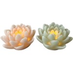 Dameco LED Wachskerze Lotus Set, inkl. LED ww, exkl. 2x AA Batterie, Timer
