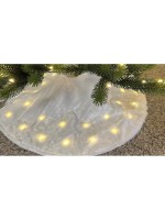 Dameco Jupe de sapin de Noël à LED, Peluche, 90 cm, blanche