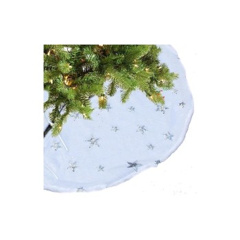 Dameco Christbaumdecke Sterne, Plüsch, D: 90 cm,  silver-white, Textil