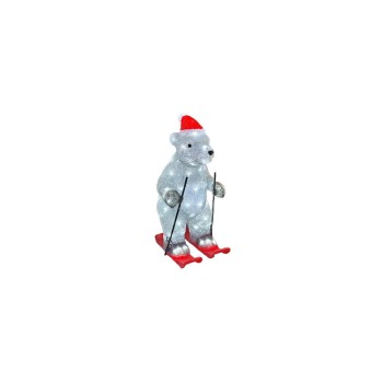 Dameco LED Acryl Bär auf Ski, Outdoor, cool white, 80 LED