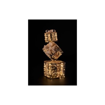Dameco LED Geschenkbox, Outdoor, gold, Metall, 350 LED