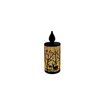 Dameco LED Glas Deko Kerze, sz, Waldmotiv, 10 LED