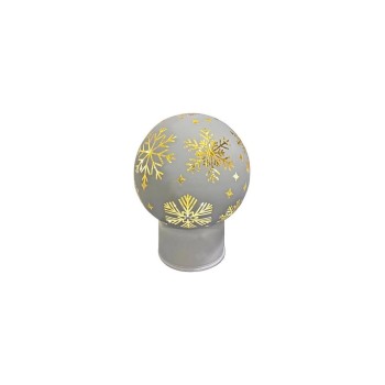 Dameco LED Glas Deko Kugel, silver, with Rotation, Schneeflocken Motive