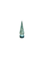 Dameco Sapin de Noël décoratif en verre à LED, rotatif, turquoise, transparent