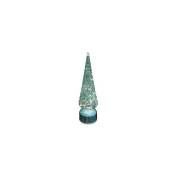 Dameco LED Glas Deko Tannenbaum, rotierend türkis, 20 LED