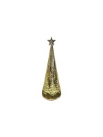 Dameco Sapin de Noël en verre à LED, couleur dorée, avec une étoile au sommet, 20 LED