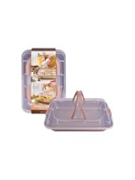Decora Moule de cuisson avec couvercle de transport Or rose, 2 pièces