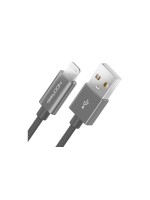 DeleyCON Lightning-USB Kabel 0.5m, Grau, Nylon Ladekabel, MFI zertifiziert