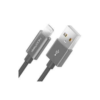DeleyCON Lightning-USB Kabel 0.5m, Grau, Nylon Ladekabel, MFI zertifiziert DeleyCON Lightning-USB Kabel 0.5m, Grau, Nylon Ladekabel, MFI zertifiziert