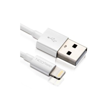 DeleyCON Lightning-USB Kabel 2m, weiss, Apple MFI zertifiziert und lizenziert