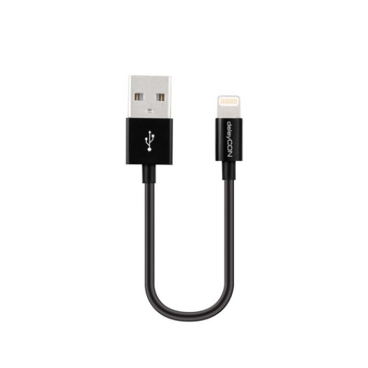 DeleyCON Lightning-USB câble 15cm, noir, Apple MFI zertifiziert et lizenziert