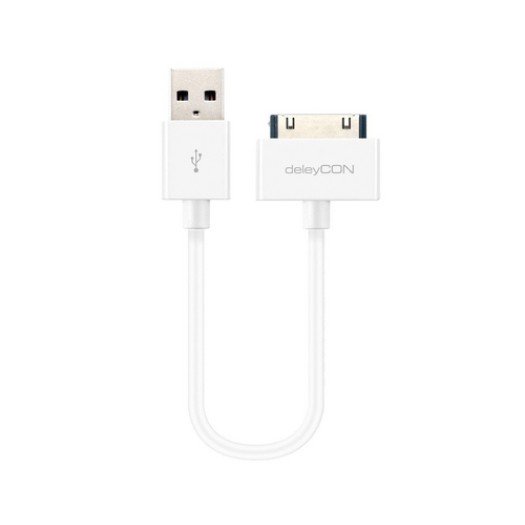 DeleyCON 30Pin Dock-USB câble 15cm, blanc, Apple MFI zertifiziert et lizenziert
