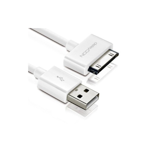 DeleyCON 30Pin Dock-USB Kabel 50cm, weiss, Apple MFI zertifiziert und lizenziert