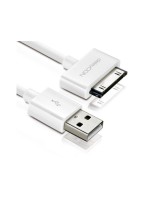 DeleyCON 30Pin Dock-USB Kabel 1m, weiss, Apple MFI zertifiziert und lizenziert