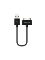 DeleyCON 30Pin Dock-USB Kabel 15cm, schwarz, Apple MFI zertifiziert und lizenziert