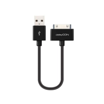 DeleyCON 30Pin Dock-USB Kabel 15cm, schwarz, Apple MFI zertifiziert und lizenziert DeleyCON 30Pin Dock-USB Kabel 15cm, schwarz, Apple MFI zertifiziert und lizenziert