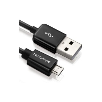 DeleyCON USB2.0-Kabel A-MicroB: 15cm, schwarz