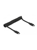 Delock USB3.1 Spiralkabel Typ-C 30-120cm, Typ-C Stecker zu Typ-C Stecker, schwarz