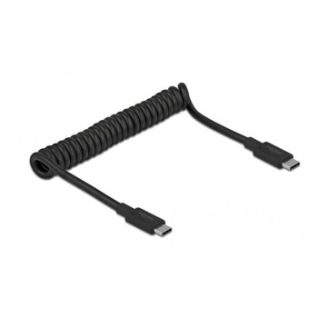 Delock USB3.1 Spiralcable Typ-C 30-120cm, Typ-C Stecker for Typ-C Stecker, black 