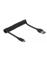 Delock USB3.1 Spiralkabel Typ A-C 30-120cm, Typ-A Stecker zu Typ-C Stecker, schwarz